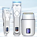 ForKumi LCD hair clipper for men with digital display and sleek silver design set for grooming