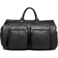 Black 40L men's duffle bag by ForKumi with dual front zip pockets and sturdy handles