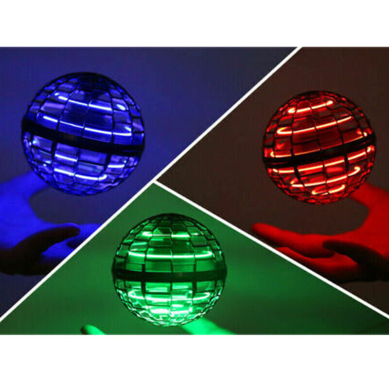 ForKumi LED flying disc toy glowing in blue red and green colors above hands at night