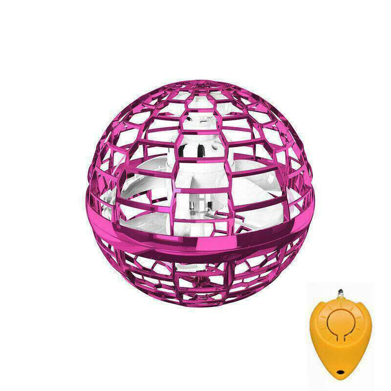 ForKumi LED flying disc toy in pink cage design with yellow remote control for interactive play