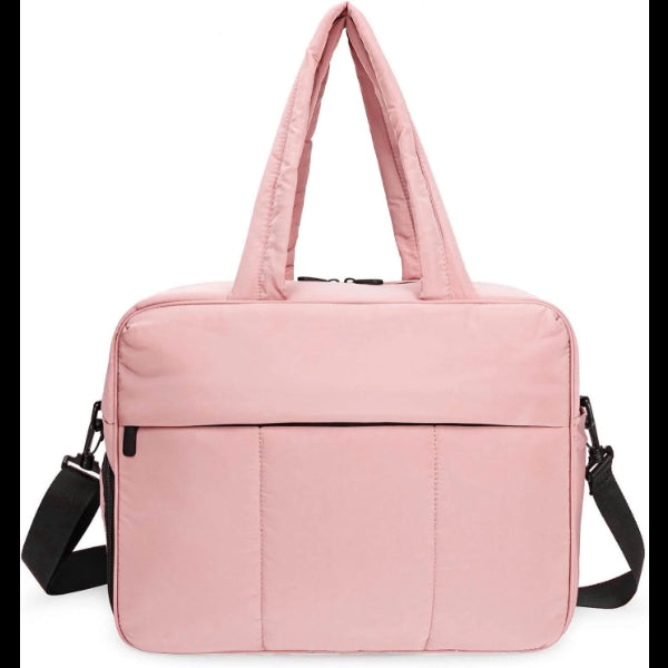ForKumi lightweight gym duffle bag 40L in pink with dual handles and a detachable black shoulder strap