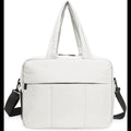 ForKumi lightweight gym duffle bag 40L white with dual handles and adjustable black shoulder strap