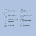 MIT dry shampoo spray features icons showing silicone free paraben free gluten free and safe for chemically treated hair