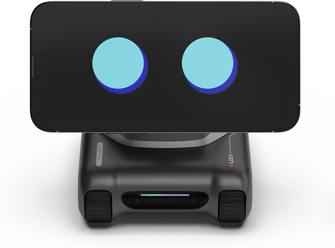 ForKumi LOOI  Smart AI Companion Robot with animated blue eyes on black display and compact gray base