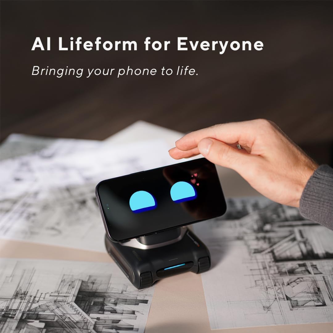ForKumi LOOI  Smart AI Companion Robot with animated blue eyes on black display and compact gray base