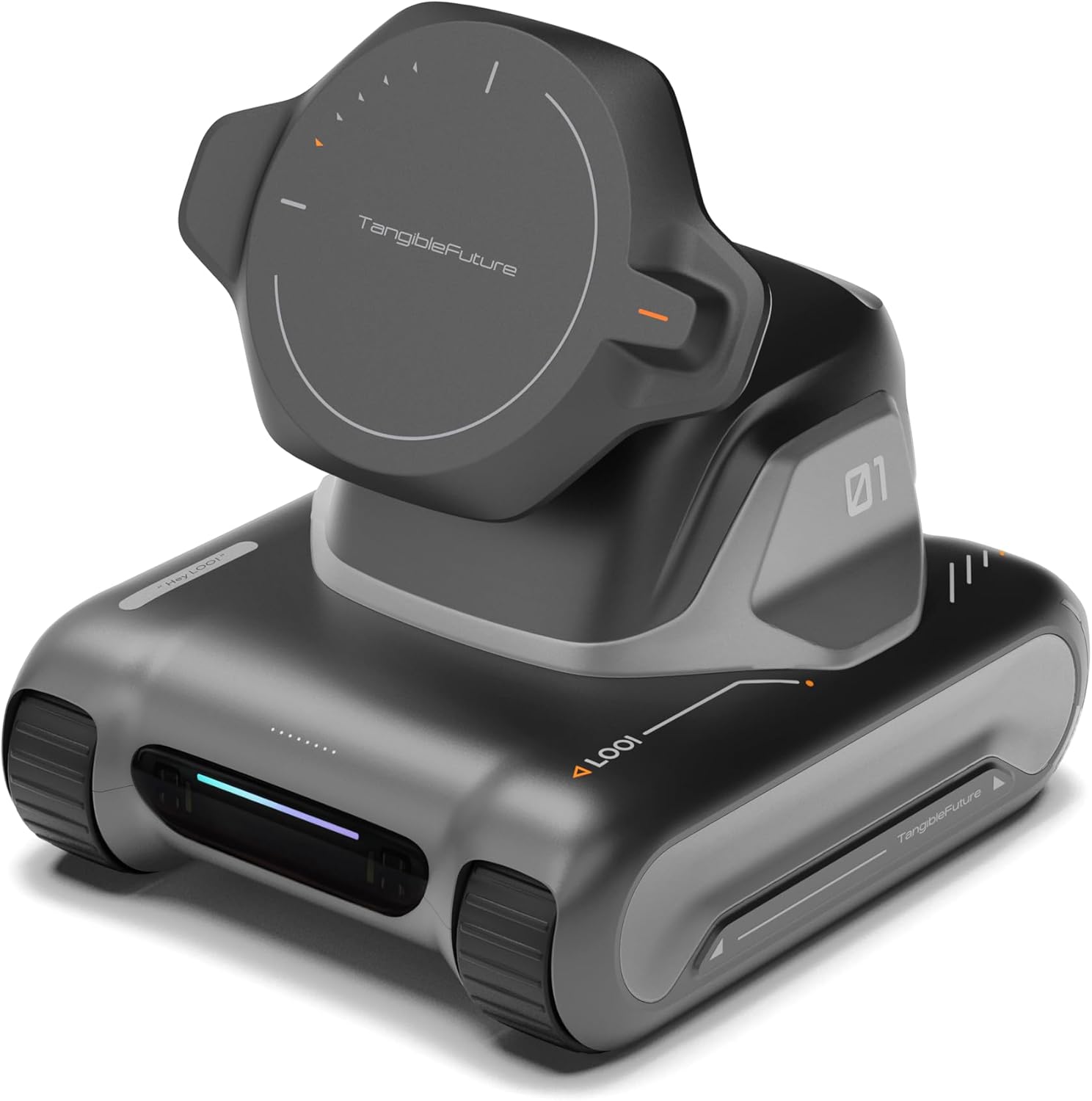 ForKumi LOOI  Smart AI Companion Robot gray companion with tank treads rotating head and LED status light