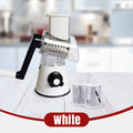 ForKumi white manual rotary grater with multiple stainless steel drums for kitchen use