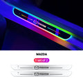ForKumi magnetic RGB car LED strip with Mazda logo illuminated in colorful light for car door decoration