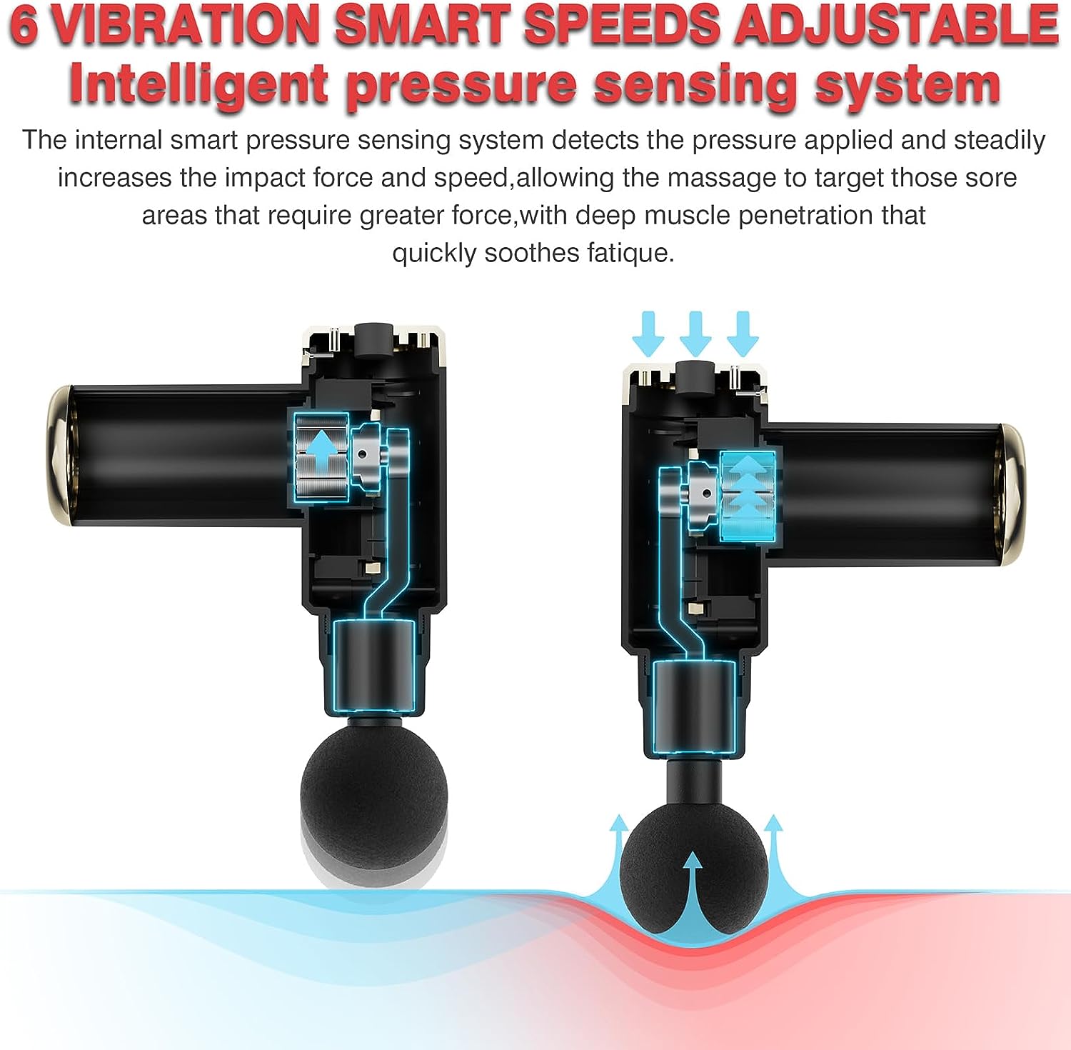 ForKumi mini percussion massage gun with 6 vibration smart speeds and intelligent pressure sensing system