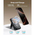 MagSafe power bank showing wireless charging with strong magnetic attachment for iPhone 15 and Samsung S24