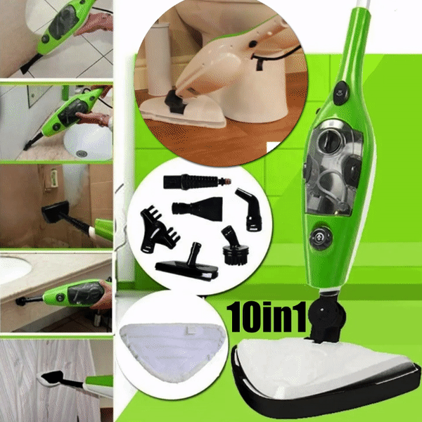 ForKumi multi purpose steam cleaner for home with 10 in 1 attachments and green design