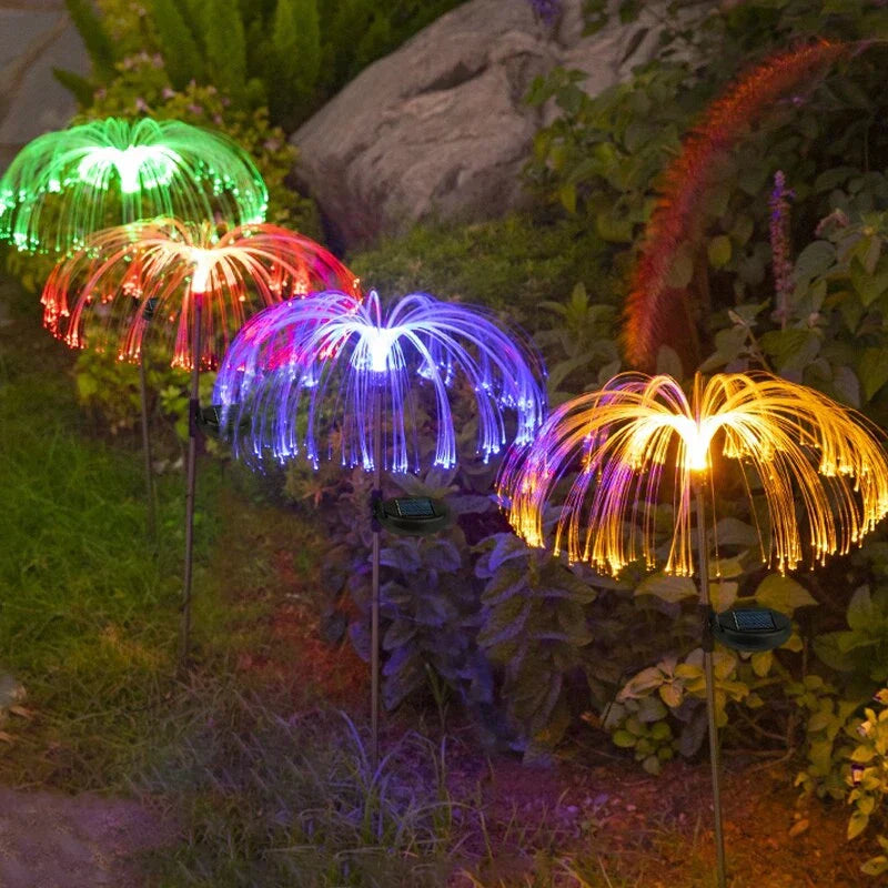 ForKumi colorful solar palm lights outdoor garden pathway decorative glowing at night