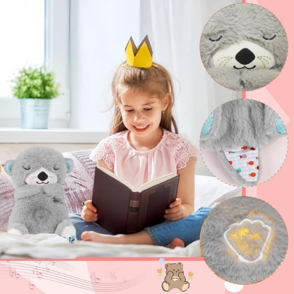 Avis musical otter soother for babies plush toy with soft gray fur and soothing features