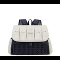 ForKumi lightweight diaper backpack in navy and white with multiple compartments and padded straps