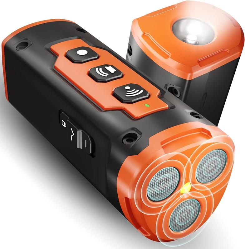 Avis ultrasonic dog trainer device with three speaker emitters and control buttons in black and orange