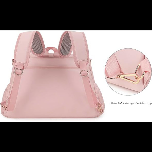 ForKumi lightweight diaper backpack in pink with detachable storage shoulder strap from home series
