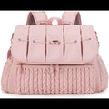 ForKumi pink lightweight diaper backpack with quilted front pocket and adjustable shoulder straps