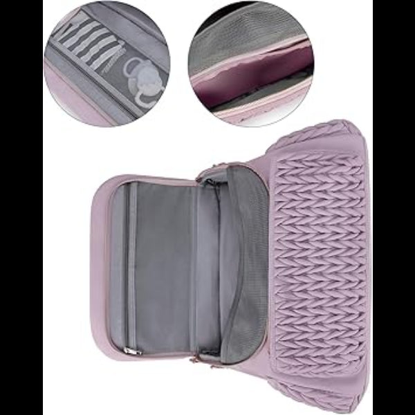 ForKumi lightweight diaper backpack in pink with woven design and multiple compartments for organized baby essentials