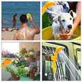 ForKumi 12V portable camp shower in use for rinsing body, washing dog, watering plants, and car cleaning