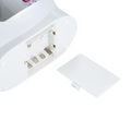 Battery compartment with cover removed on ForKumi portable 4-in-1 sewing machine in white