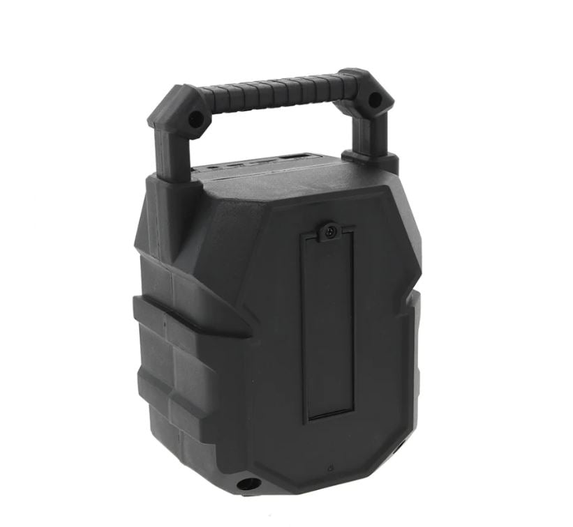ForKumi portable bluetooth speaker with LED lights in black with sturdy handle and rugged design