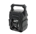 Portable bluetooth speaker with LED lights in black rugged design with top handle by ForKumi