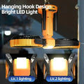 ForKumi portable camping fan with battery featuring hanging hook design and bright LED light for outdoor use
