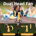ForKumi portable camping fan with battery featuring dual head design with 270 degree oscillation and 360 degree head rotation