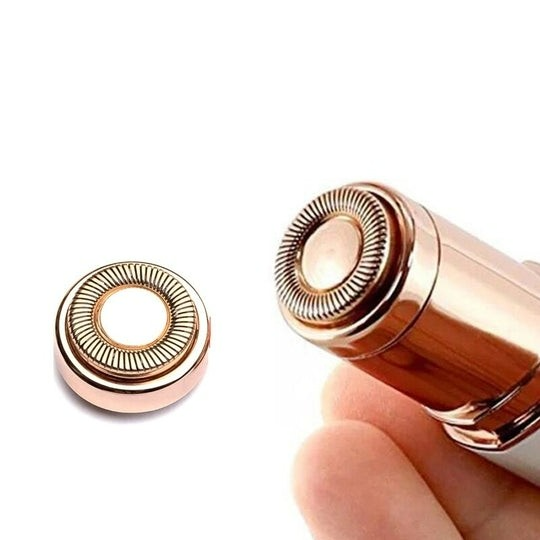 ForKumi portable facial hair remover kit featuring a rose gold compact design with detachable shaving head