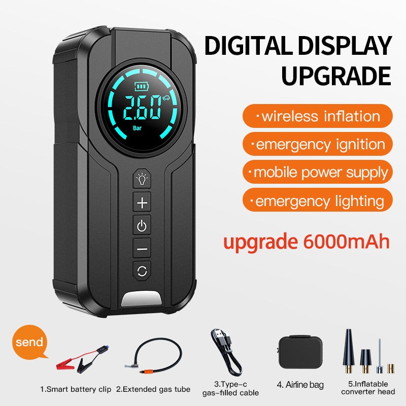 Avis portable jump starter with air compressor digital display wireless inflation emergency power