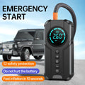 Avis portable jump starter with air compressor showing digital pressure meter for emergency car start