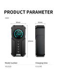 Avis portable jump starter with air compressor front and side view with digital display and control buttons