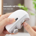 ForKumi white portable nail clipper with automatic nail trimming held in hand for easy use