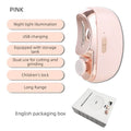 ForKumi portable nail clipper in pink with night light USB charging and storage tank