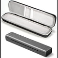 Portable thermal printer in sleek gray design with a soft carrying case for easy transport