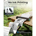 My Store portable thermal printer printing medical and text documents on thermal paper outdoors