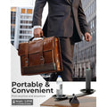 Portable thermal printer shown as compact and easy to carry with a briefcase for convenient printing anywhere