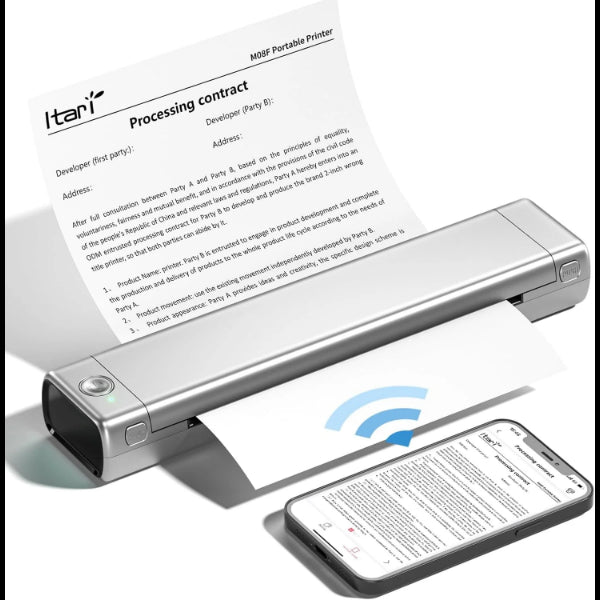 My Store portable thermal printer printing document wirelessly from smartphone for on-the-go use