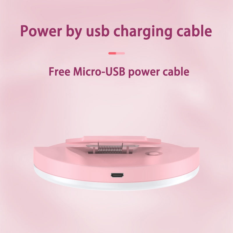 ForKumi pro selfie ring light in pink with USB charging and free Micro-USB power cable