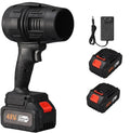 ForKumi cordless blower vacuum with batteries showing black blower and two 48V rechargeable batteries with charger