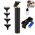 ForKumi professional beard trimmer kit with four comb attachments, rechargeable battery, charger, and oil bottle