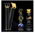 ForKumi professional beard trimmer set with sharp blades, T-blade cap, powerful motor, rechargeable battery, and four comb attachments