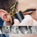 ForKumi professional beard trimmer shaping detailed hair designs on man's head and beard