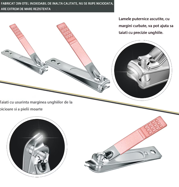 ForKumi professional manicure pedicure kit with sharp, curved stainless steel nail clippers for precise cutting