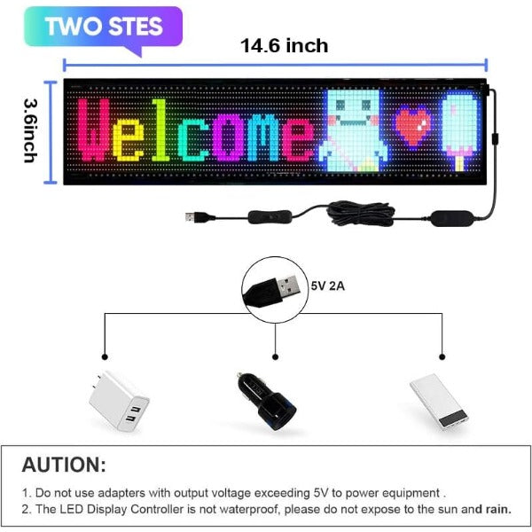 ForKumi programmable LED car sign 14.6 inch with USB and car adapter for custom messages