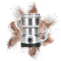 ForKumi small electric grinder for home in stainless steel with powdered spices background