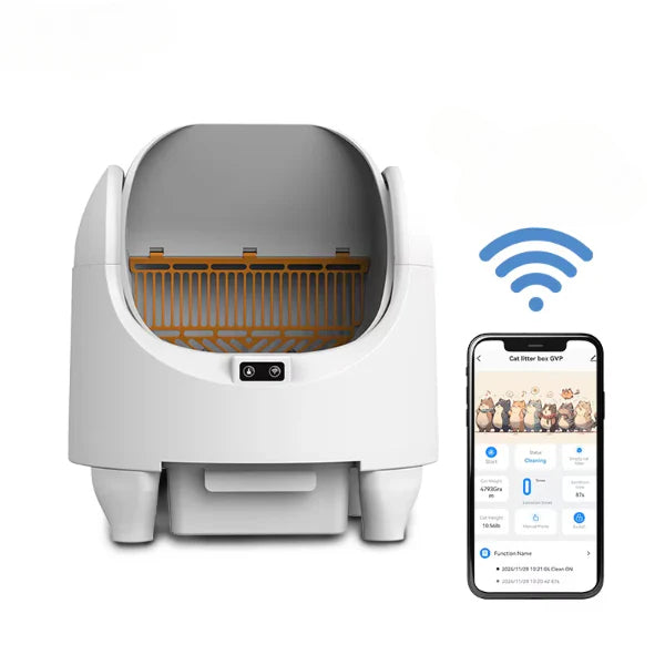 ForKumi smart self-cleaning litter box with WiFi connectivity and mobile app control for pet hygiene