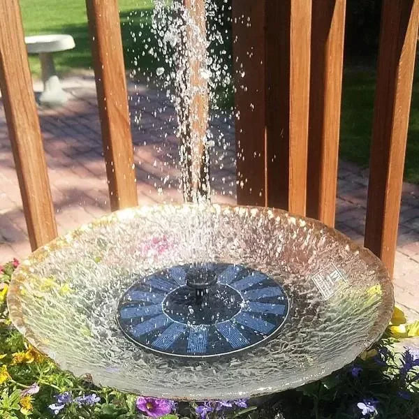 ForKumi solar fountain outdoor garden with clear water basin and energetic water spray