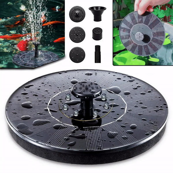 ForKumi solar fountain outdoor garden pump with multiple spray nozzles and waterproof solar panel