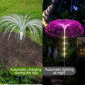 ForKumi solar palm lights outdoor showing automatic charging by day and colorful lighting at night